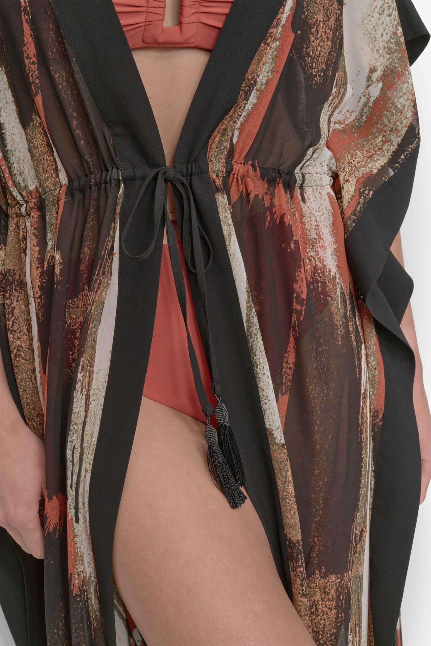 ABSTRACT PRINT TIE-FRONT COVERUP Product Image