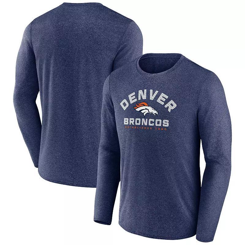 Men's Fanatics Heather Navy Denver Broncos Tech Arc Long Sleeve T-Shirt, Size: 4XL, Blue Product Image