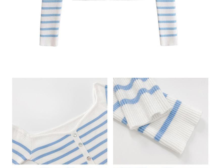 Striped Off-Shoulder Knit Crop Top Product Image