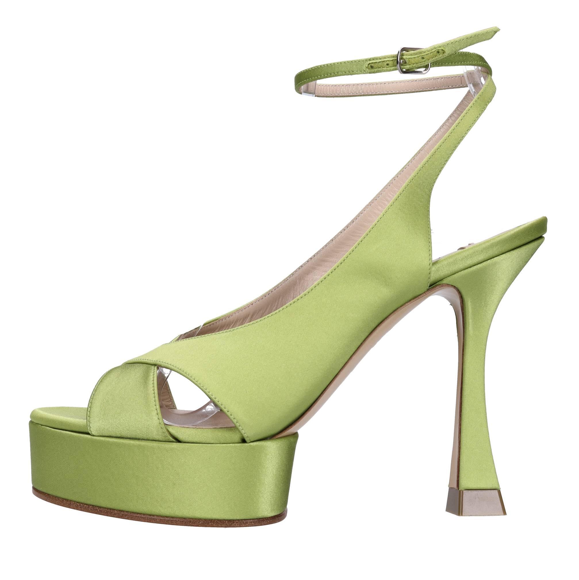 CASADEI Woman Sandals Acid Green Size 8 Textile Fibers In Verde Blu E Verdi Product Image