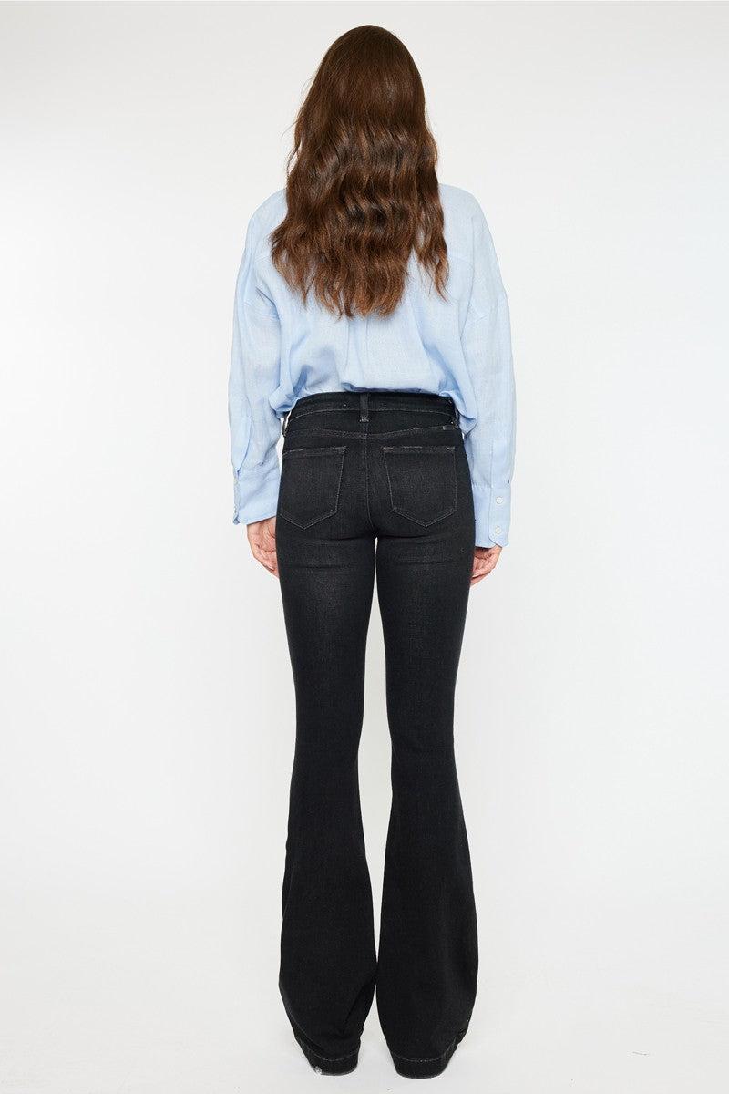Mid Rise Button Up Flare Jeans Product Image