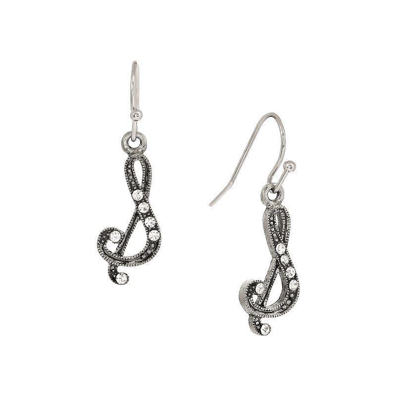 1928 Silver Tone Crystal Initial Drop Earrings, Womens Product Image