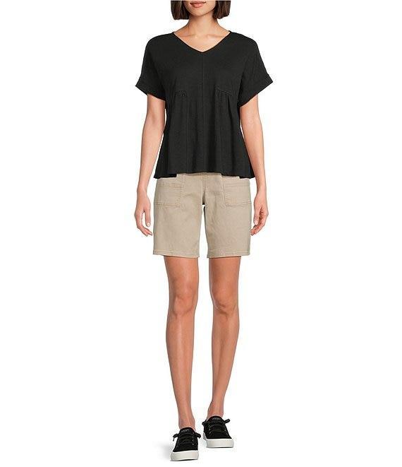 Westbound Knit V-Neck Flowy Short Sleeve Top Product Image