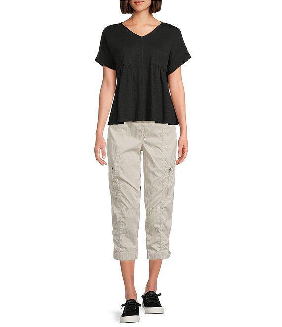 Westbound Knit V-Neck Flowy Short Sleeve Top Product Image