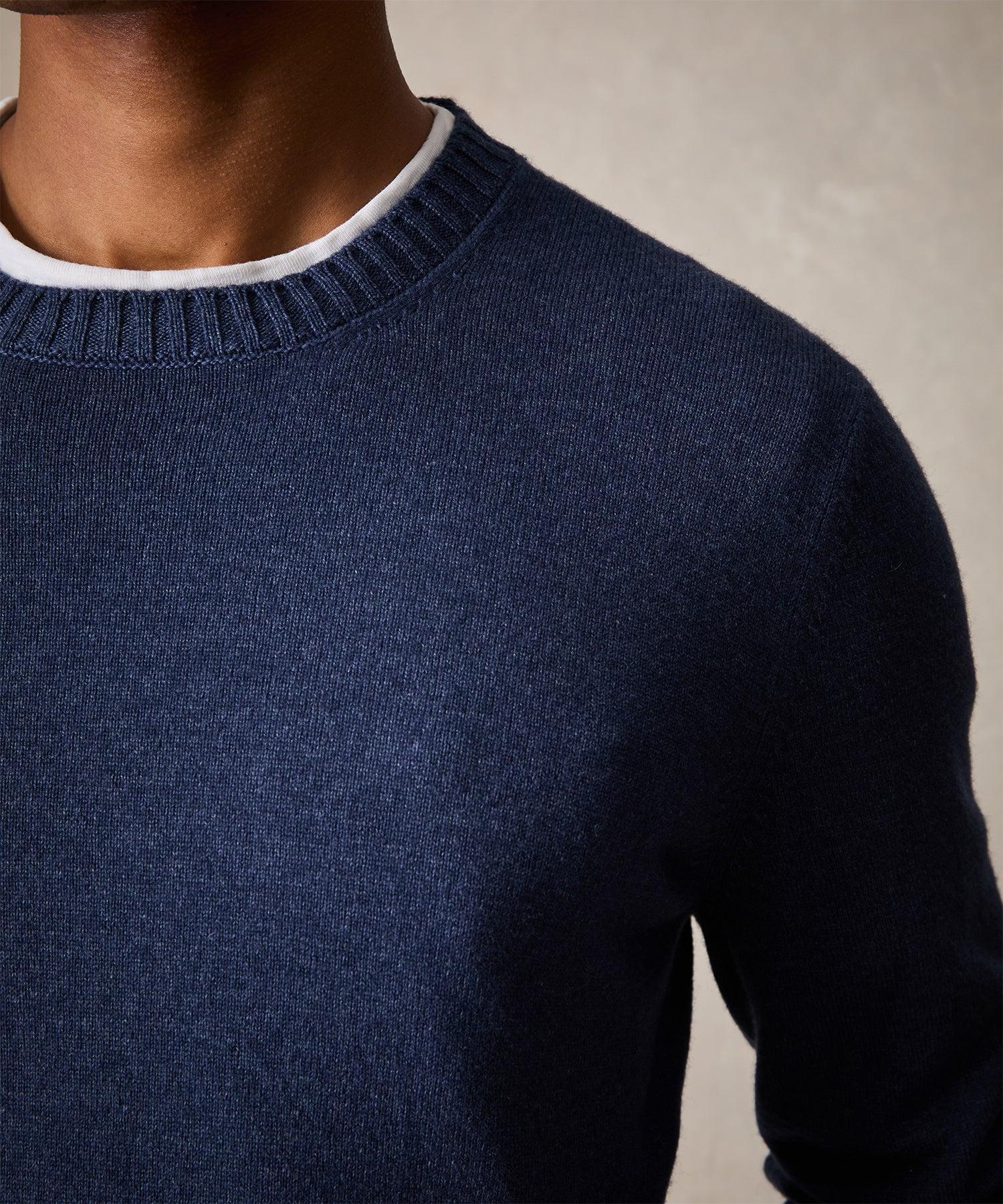 Italian Garment Dyed Wool Cashmere Crewneck Sweater in Light Blue Product Image