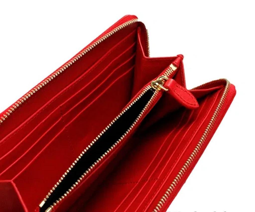 BURBERRY Elmore Red Embossed Logo Leather Continental Clutch Wallet Product Image