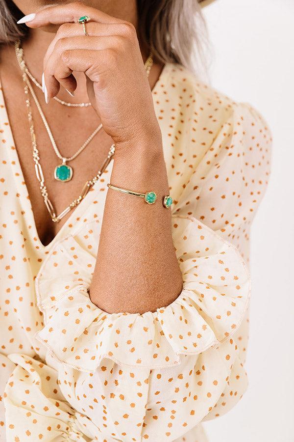 Kendra Scott Davie Gold Cuff Bracelet in Dark Teal Amazonite Product Image