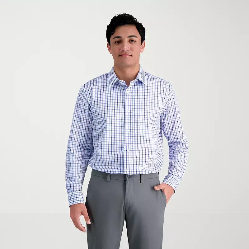 Men's Haggar® Premium Comfort Classic Fit Wrinkle Resistant Dress Shirt, Size: 16.5-34/35, Tonal Blue Check Product Image