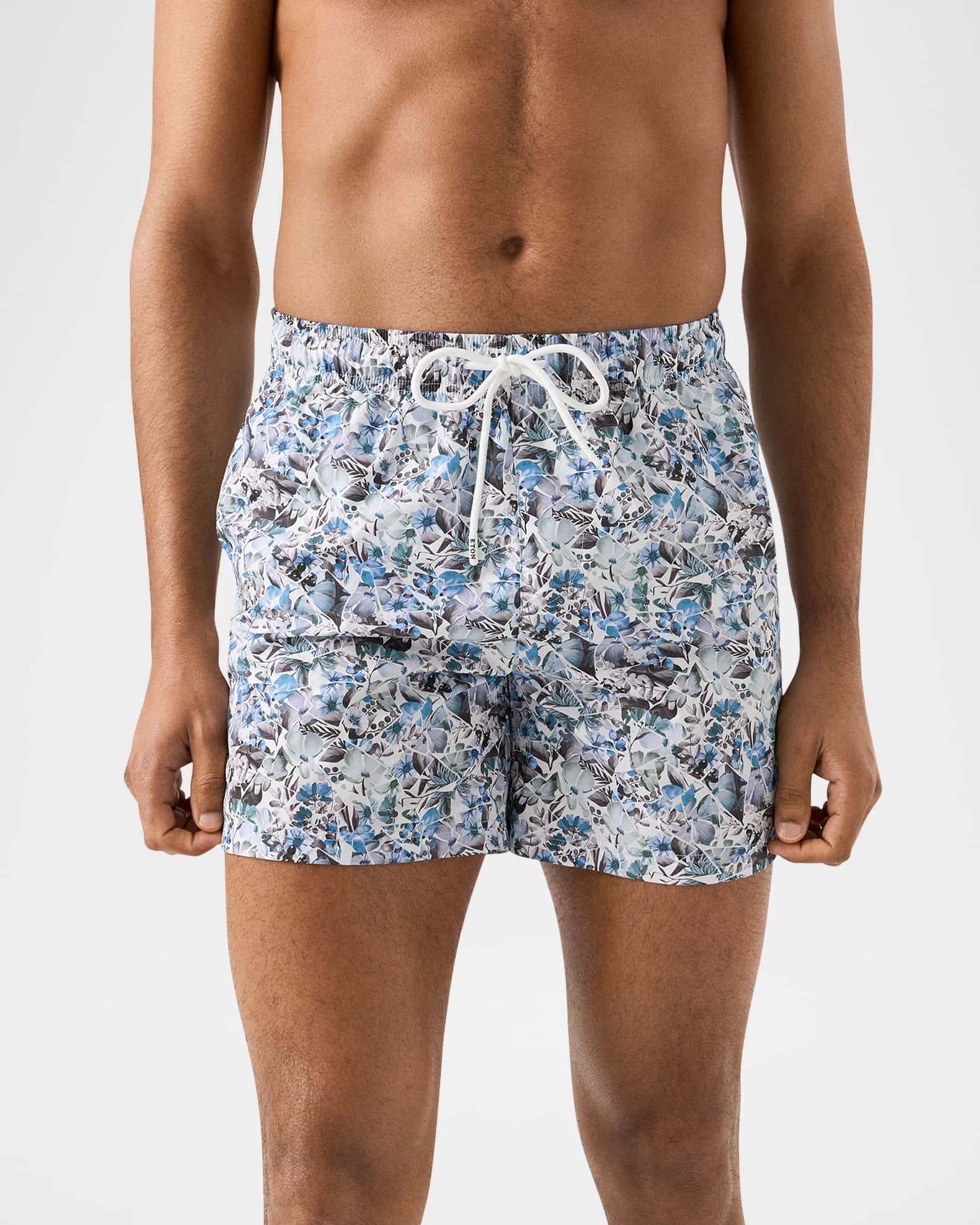 Men's Geometric-Floral Slim Swim Trunks Product Image
