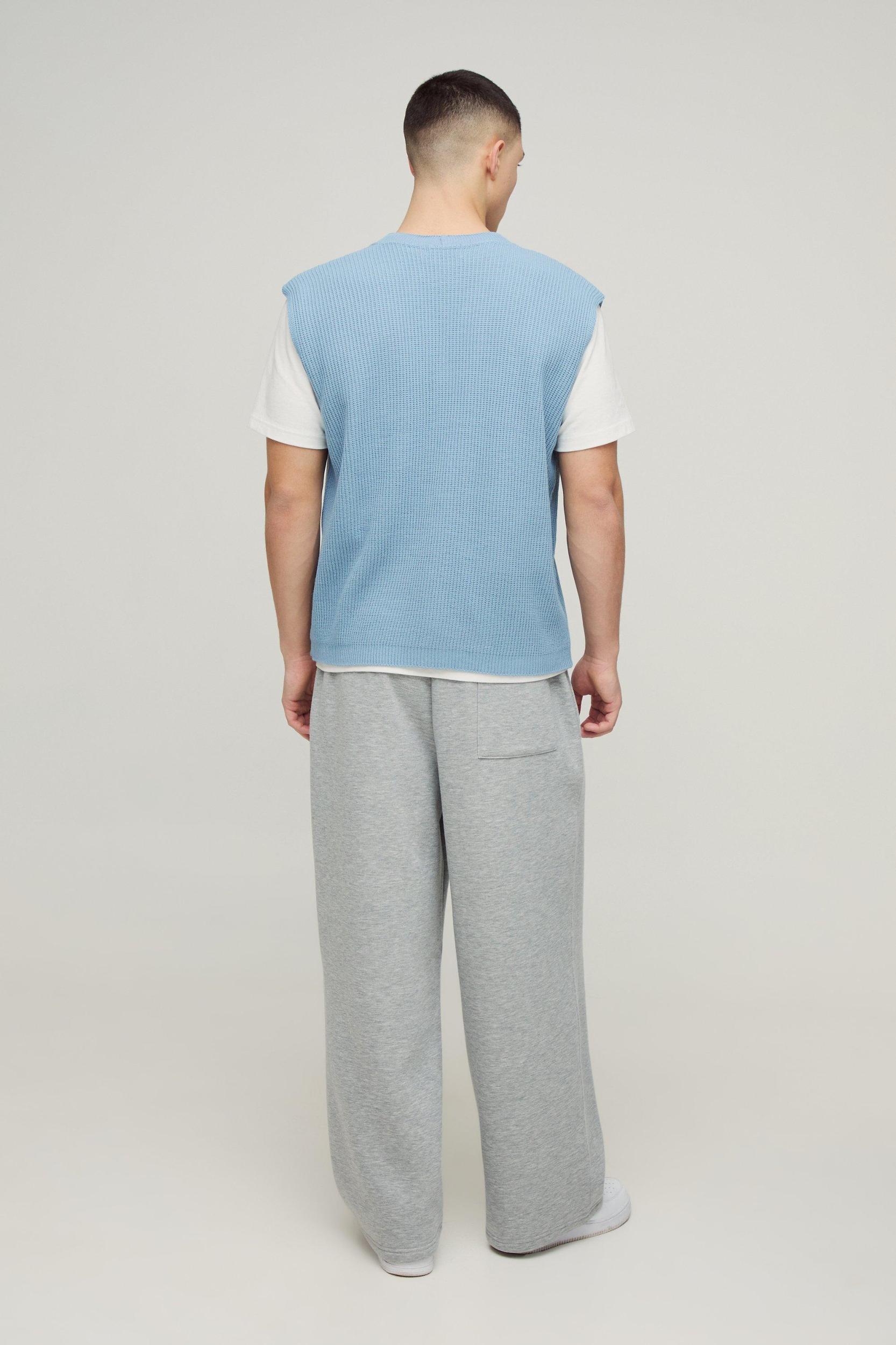 Boxy Ribbed Contrast Button Knitted Undershirt | boohooMAN USA Product Image