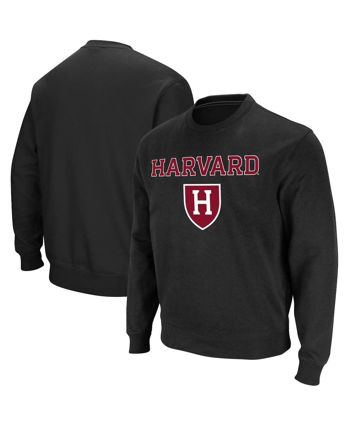 Mens Colosseum Black Harvard Crimson Team Arch & Logo Tackle Twill Pullover Sweatshirt Product Image