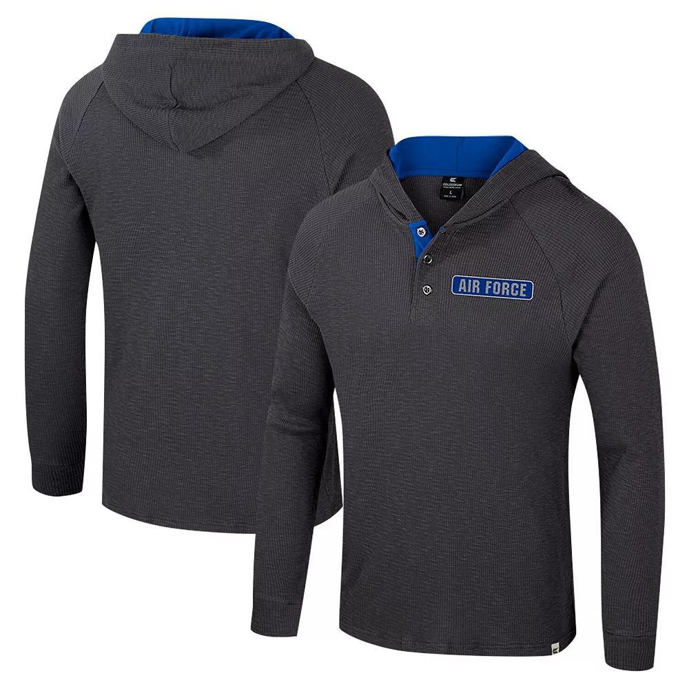 Men's Colosseum Charcoal Air Force Falcons Dujour Ralgan Long Sleeve Henley Hoodie T-Shirt,  Product Image