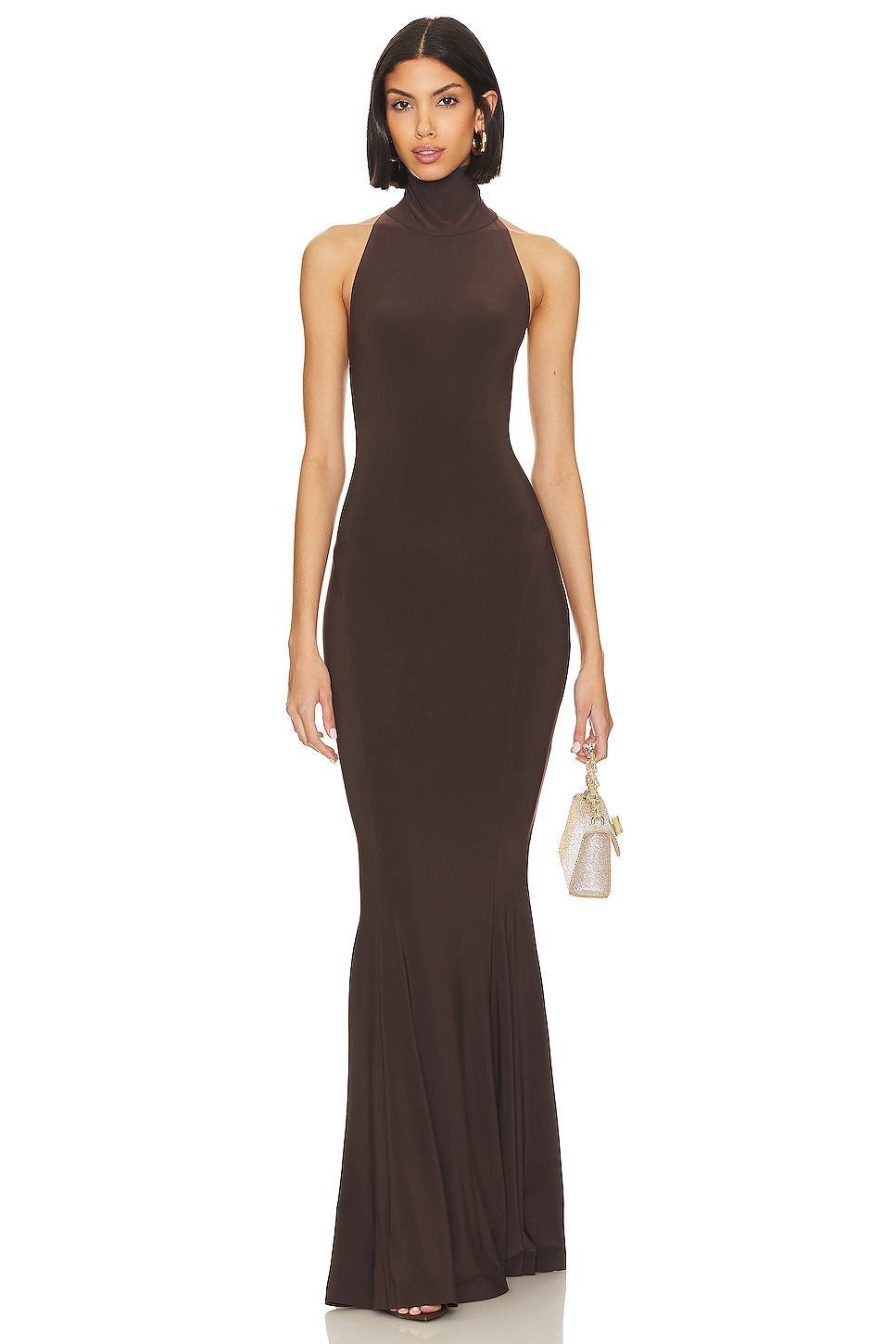 Halter Turtle Fishtail Gown Norma Kamali Product Image