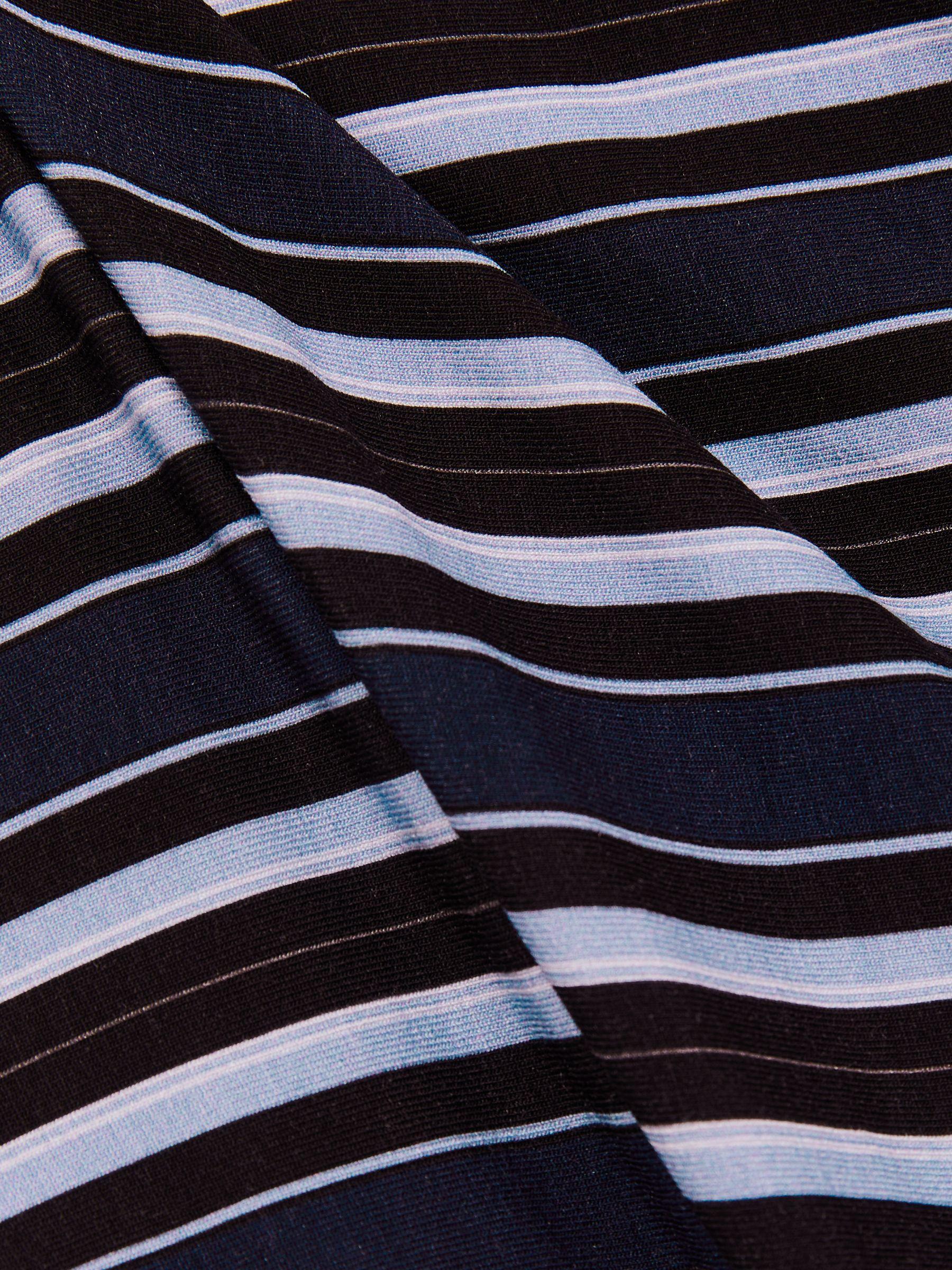 Petite Stripe-Print Draped Midi Dress in Blue Product Image