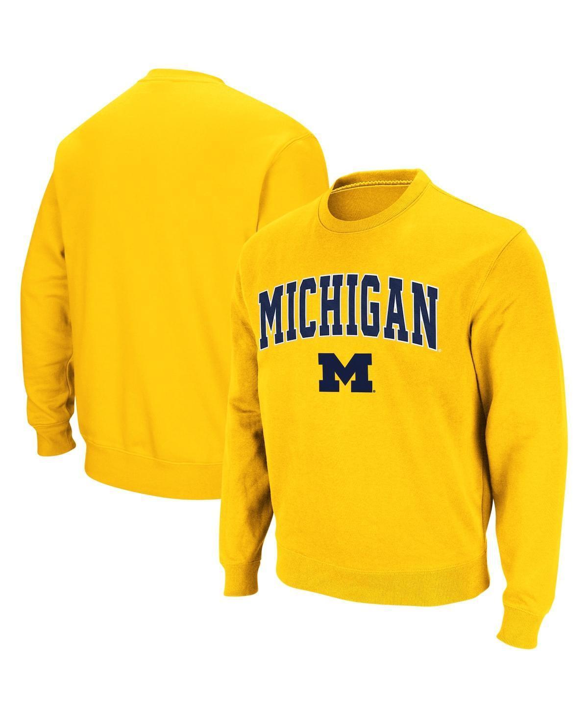 Mens Colosseum Charcoal Michigan Wolverines Arch & Logo Crew Neck Sweatshirt Product Image