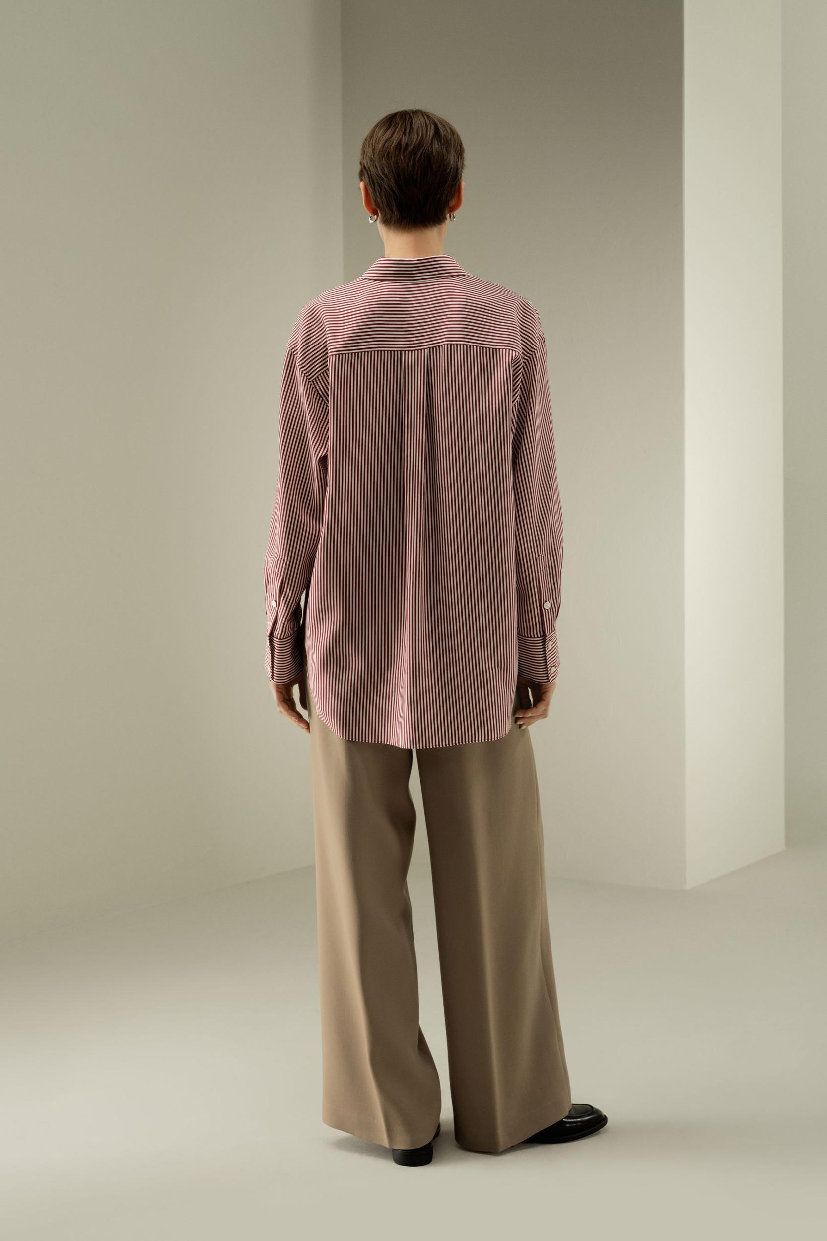 Ancora Red Oversized Striped Shirt Product Image