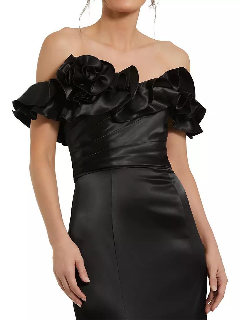 Satin Ruffled Off-The-Shoulder Mermaid Gown Product Image