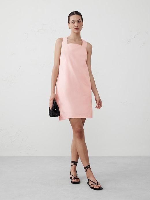 Linen-Blend Square-Neck Mini Shift Product Image