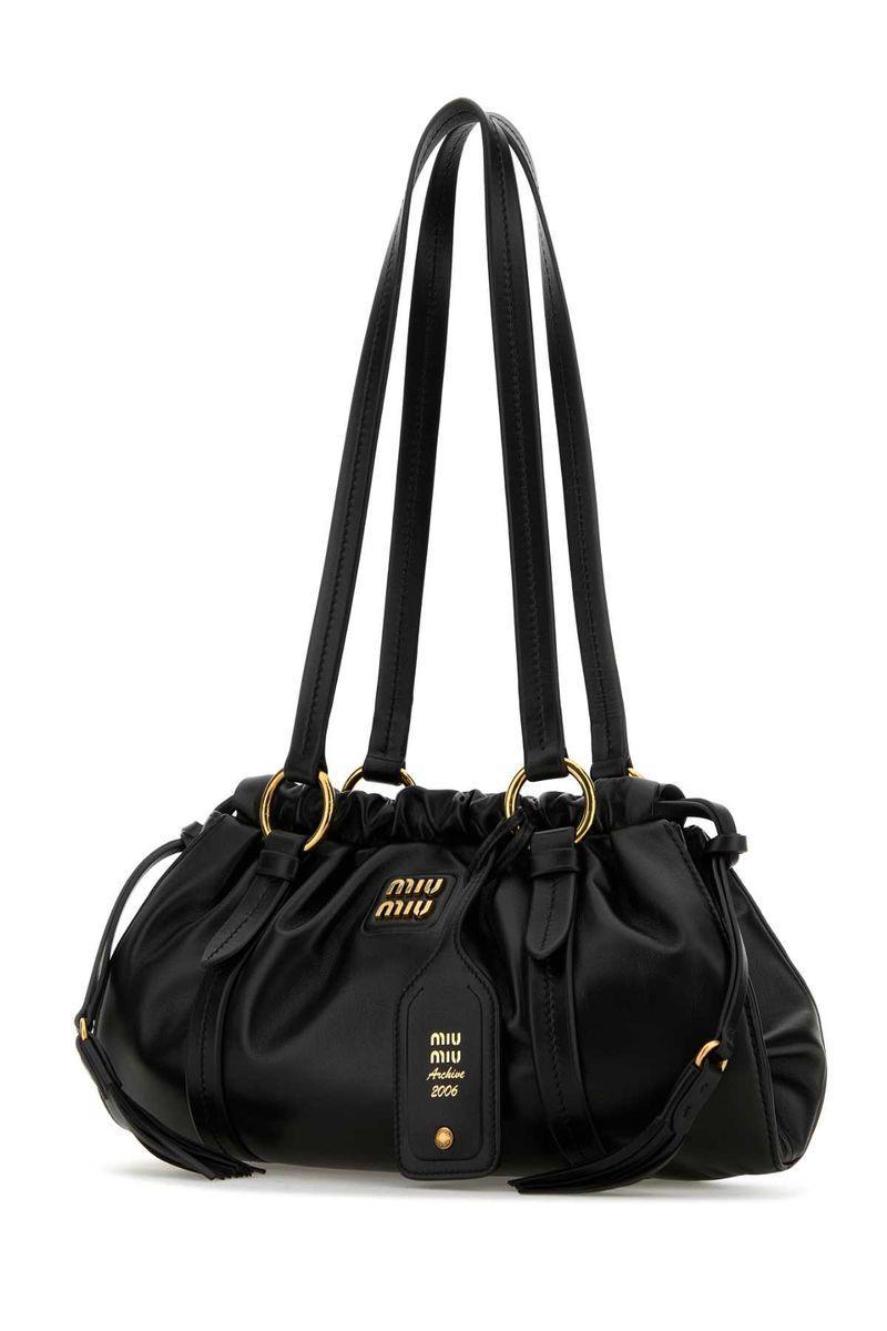 MIU MIU Brown Nappa Leather Joie Shopping Bag In Black Product Image