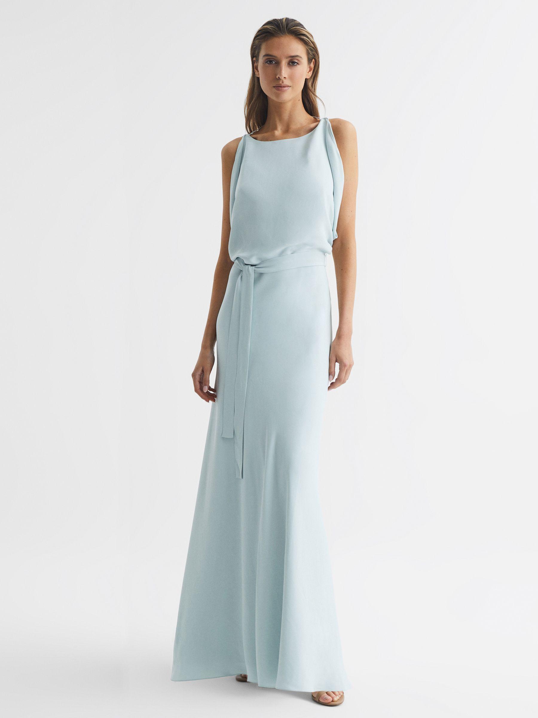 Cowl Neck Bridesmaid Maxi Dress in Green Product Image