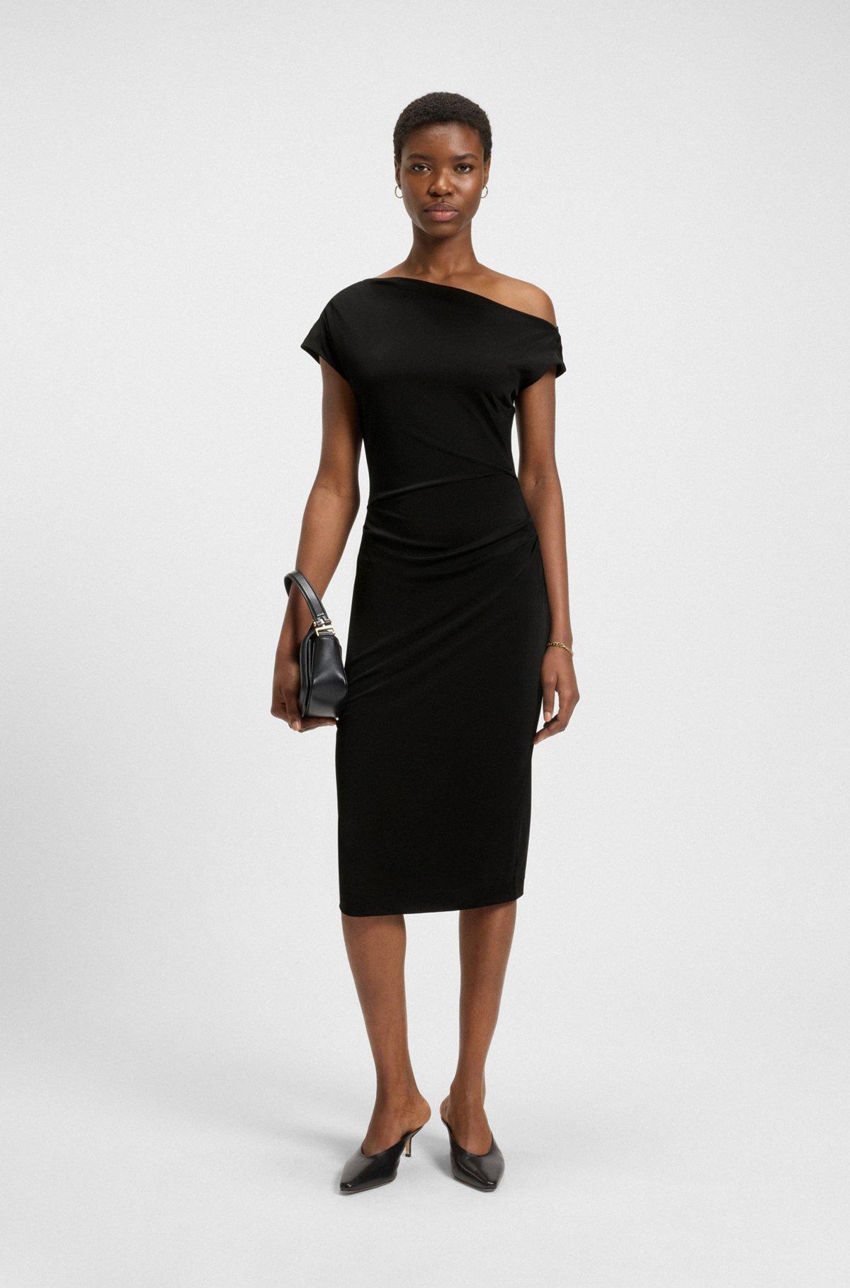 Stretch-jersey dress with off-the-shoulder neckline Product Image