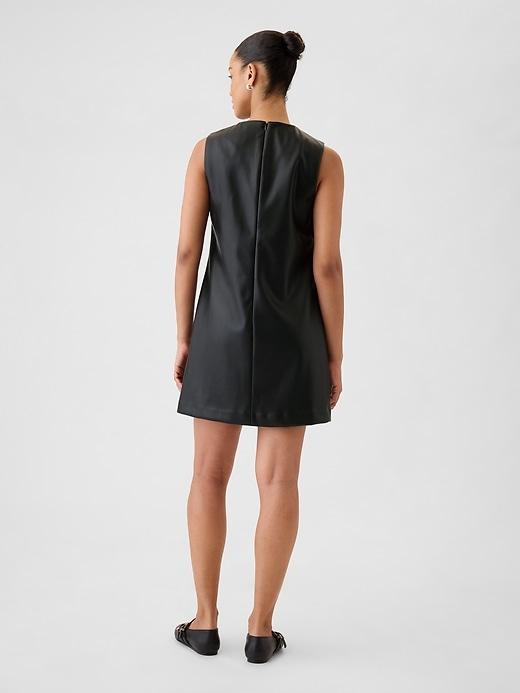 Vegan Leather Mini Shift Dress Product Image