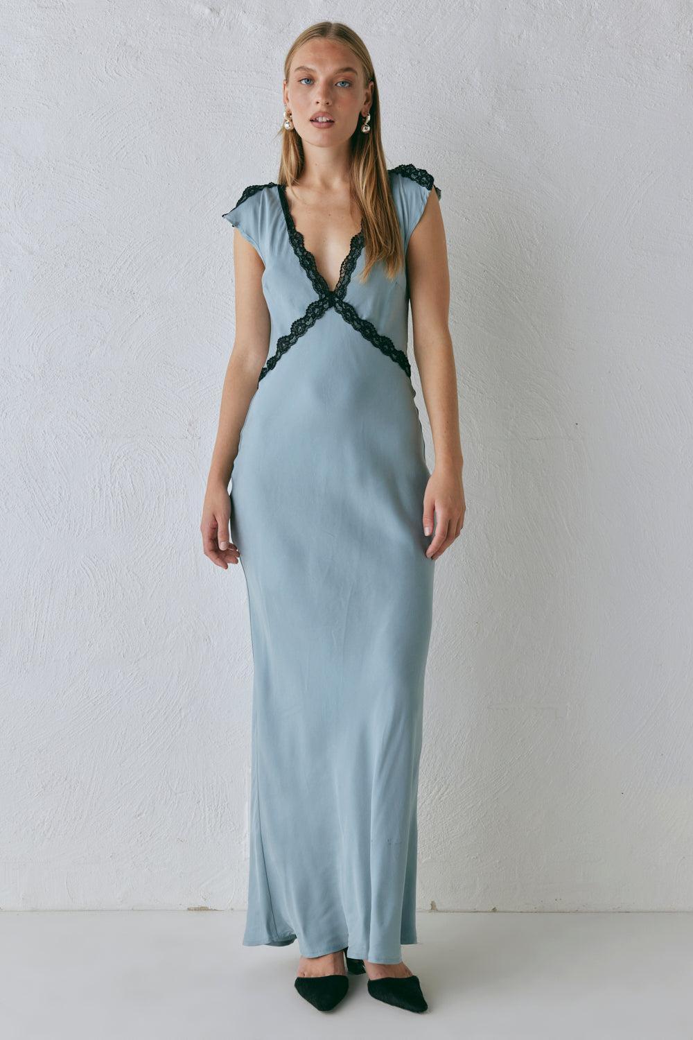 The Ivy Bias Cut Maxi Dress Steel Product Image