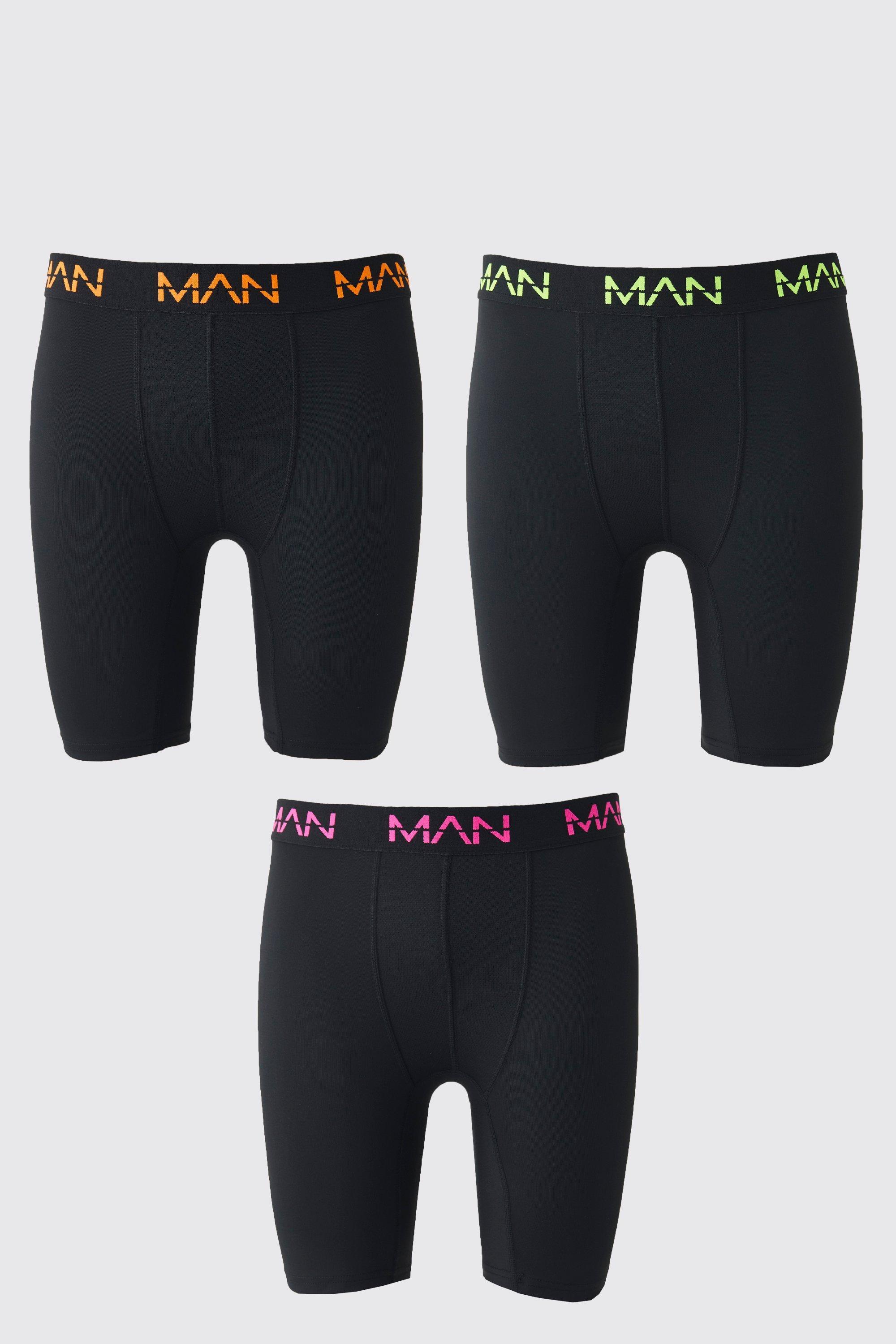 Man Active Performance 7inch Long 3 Pack Boxer Neon Logo | boohooMAN USA Product Image