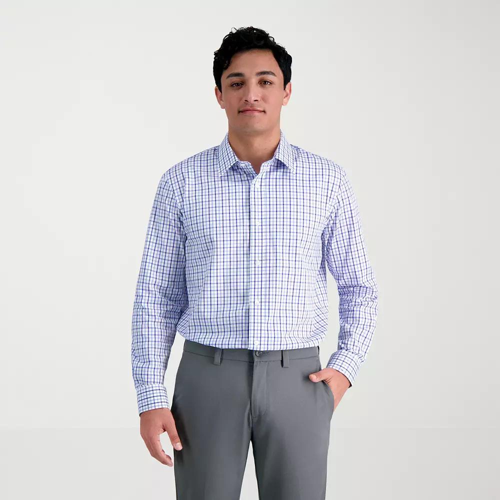 Men's Haggar® Premium Comfort Classic Fit Wrinkle Resistant Dress Shirt, Size: 16.5-34/35, Tonal Blue Check Product Image