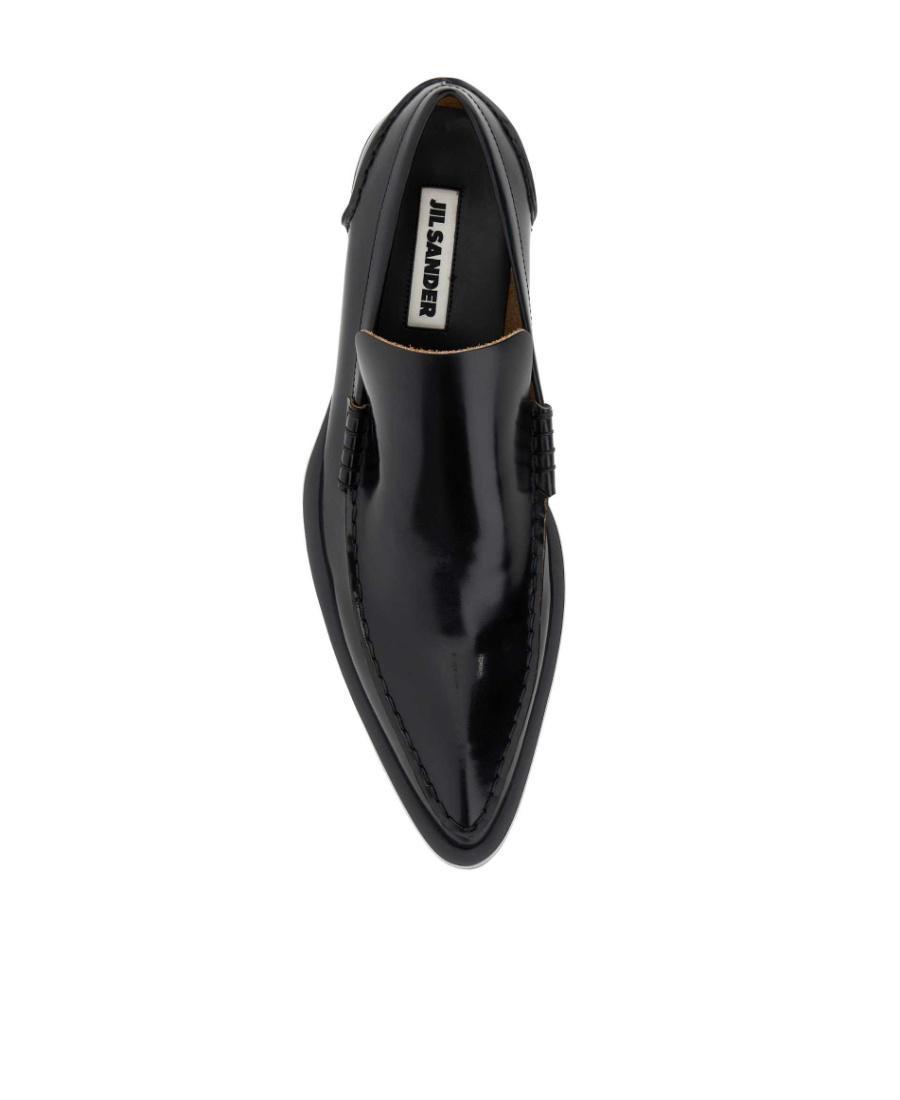 JIL SANDER Pointed-toe Leather Loafers In Black Product Image