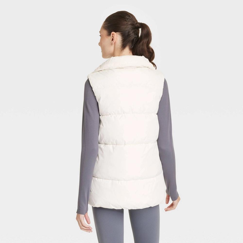 Womens Long Puffer Vest - All In Motion Cream L Product Image