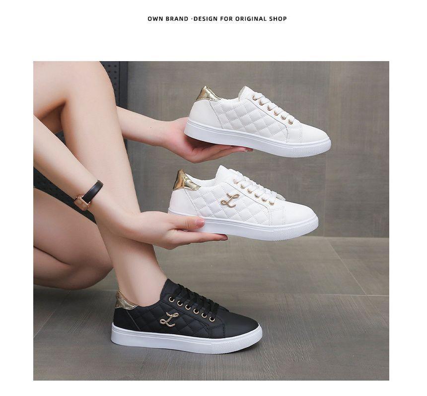 Lettering Lace Up Sneakers Product Image