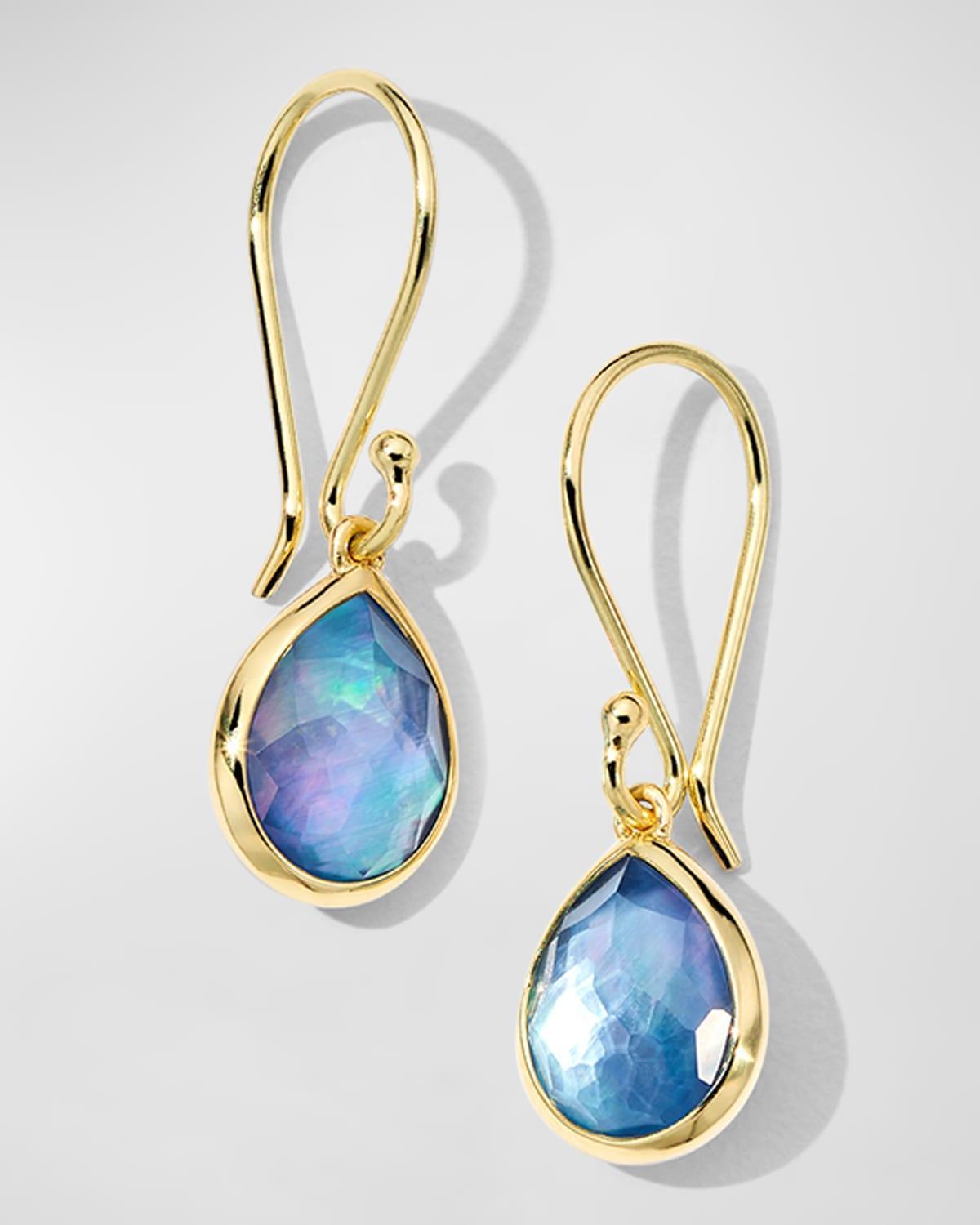 Womens Rock Candy 18K Gold, Rock Crystal, Mother-Of-Pearl & Lapis Teeny Teardrop Earrings Product Image