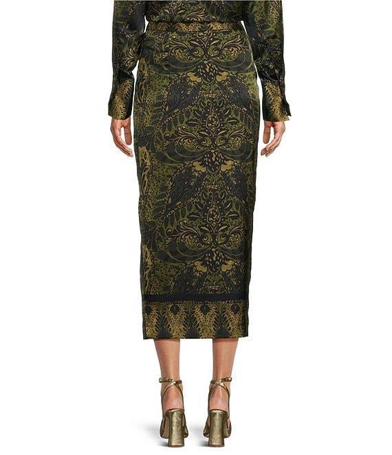 Antonio Melani Clio Motif Printed Satin High Rise Wrap Sheath Midi Coordinating Skirt Product Image