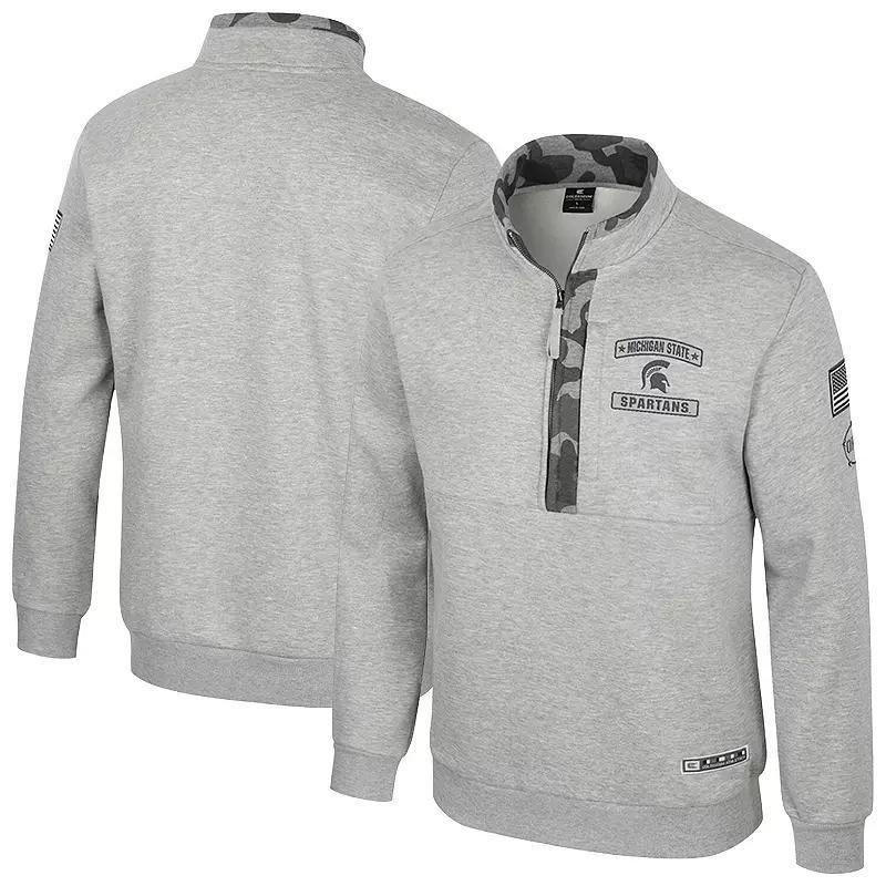 Men's Colosseum Heather Gray Florida State Seminoles OORAH OHT Military Appreciation Fleece Quarter-Zip Jacket,  Product Image