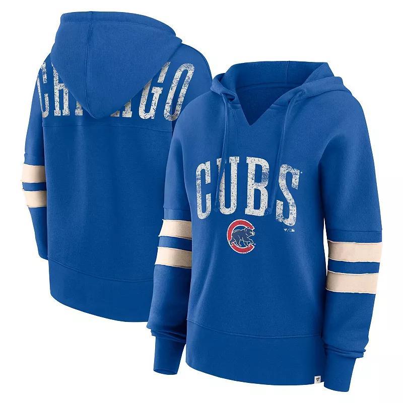 Womens Fanatics Branded Royal Chicago Cubs Bold Move Notch Neck Pullover Hoodie Product Image