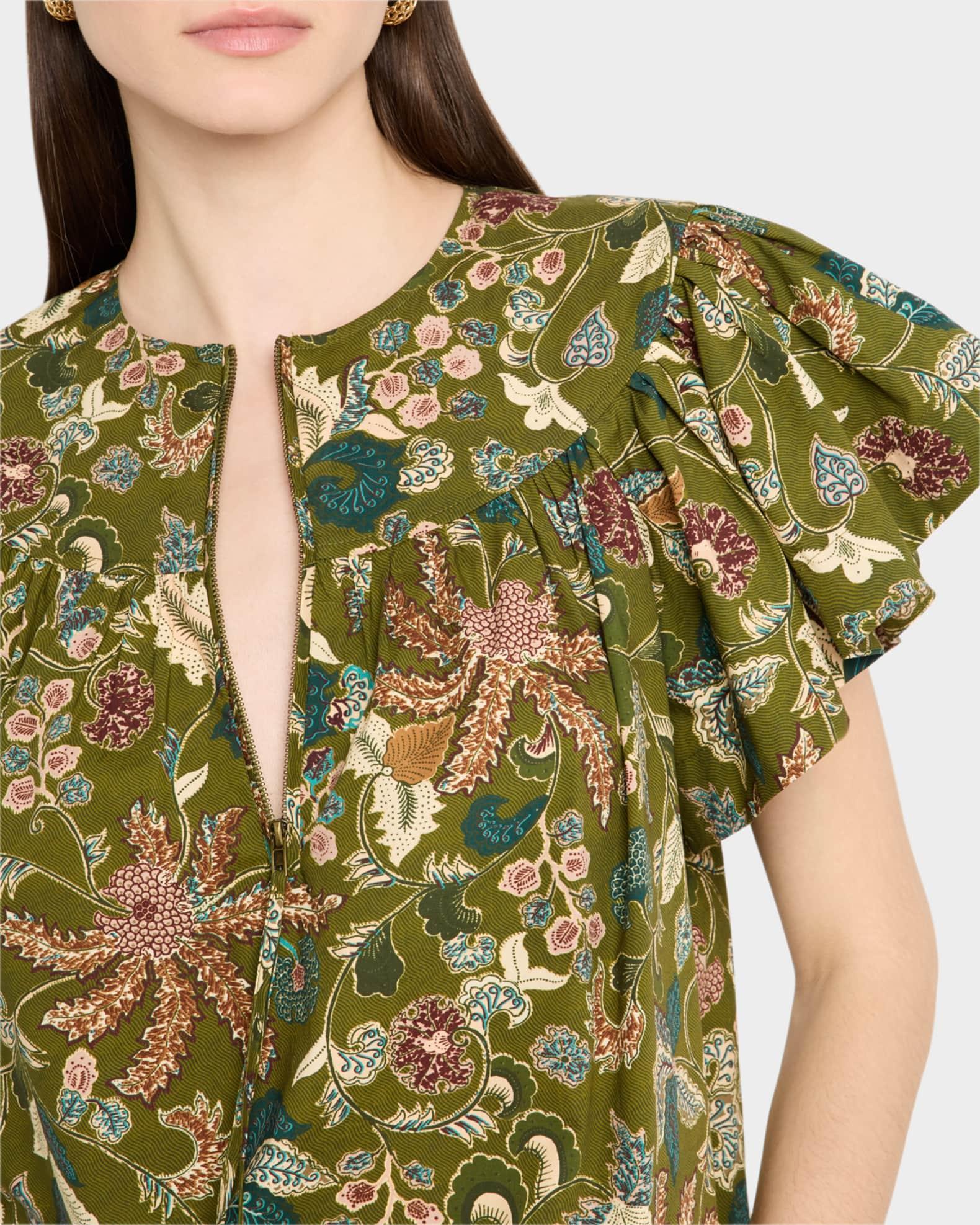 Perline Flutter-Sleeve Zip Blouse Product Image