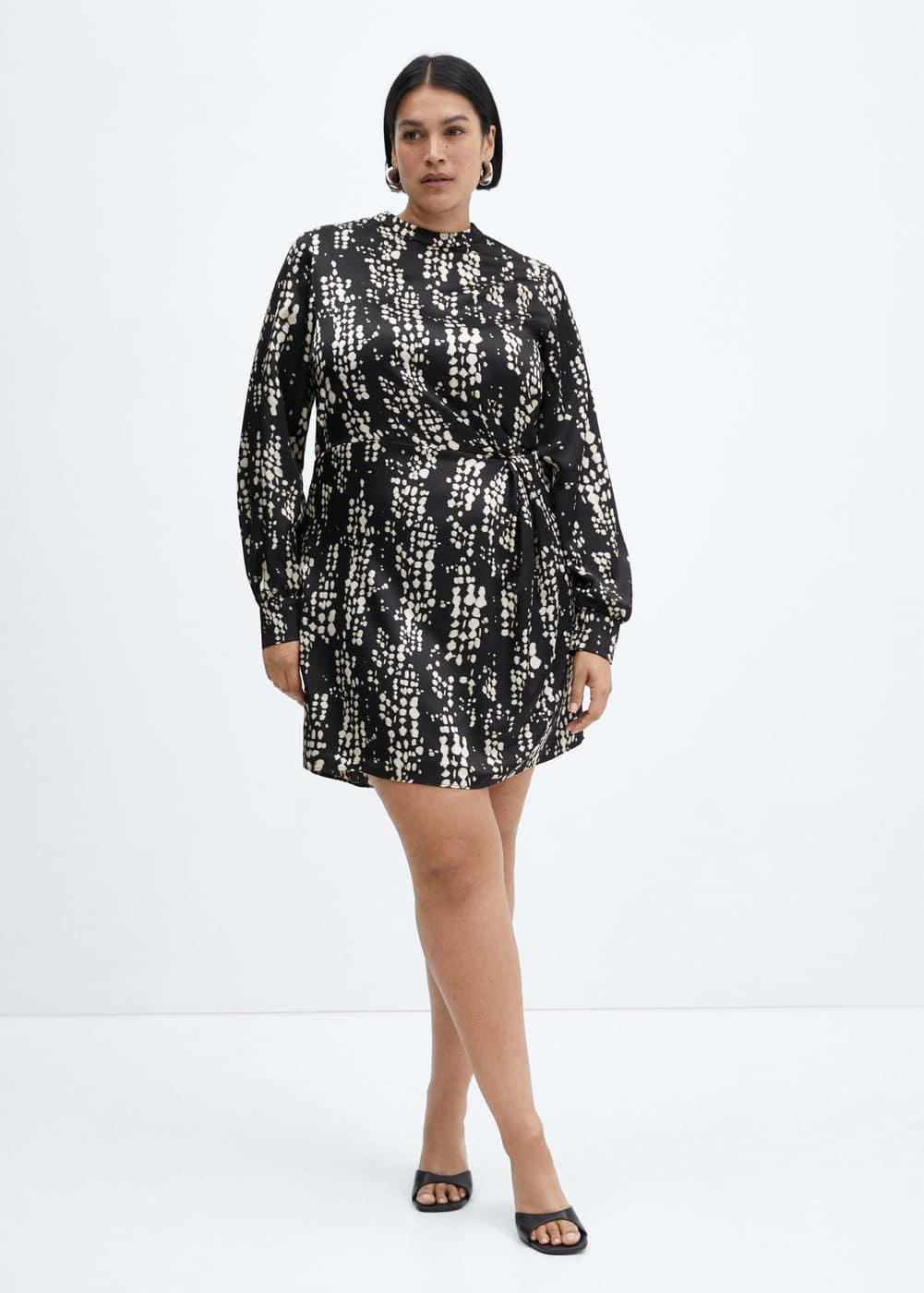 Mango Womens Pleat Printed Dress Product Image