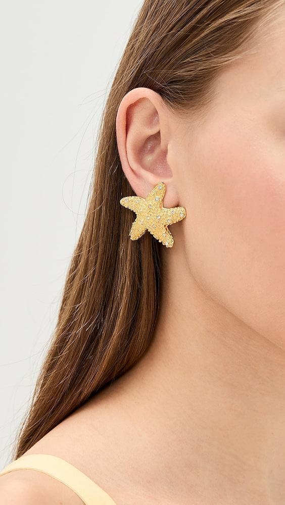 Kenneth Jay Lane Gold and Crystal Starfish Clip Earrings | Shopbop Product Image