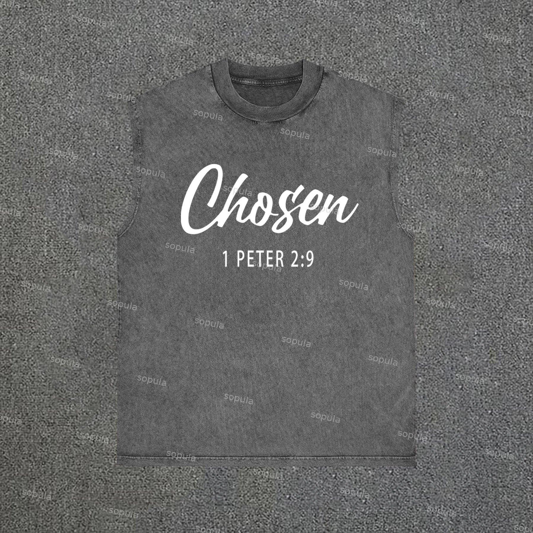 Sopula Casual Chosen Print Acid Washed Sleeveless Sleeveless Tank Top Product Image