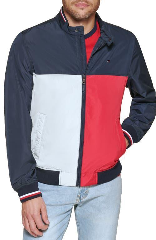 Mens Tommy Hilfiger Bomber Jacket Black Red Combo Product Image