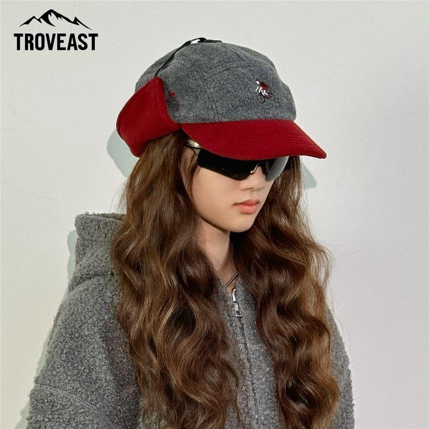 Embroidered Panel Fleece Earflap Cap Product Image