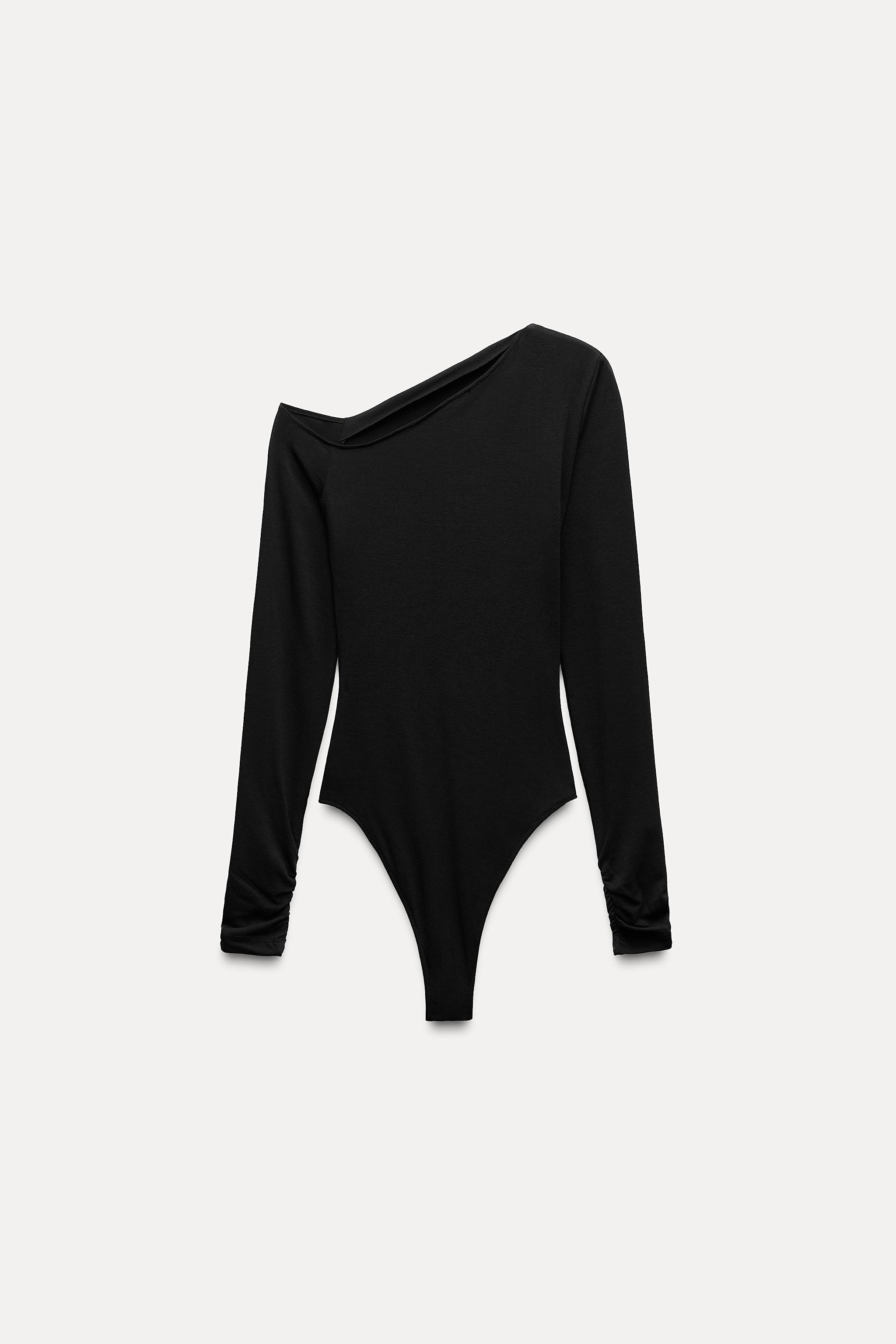 RUCHED ASYMMETRIC SOFT BODYSUIT Product Image