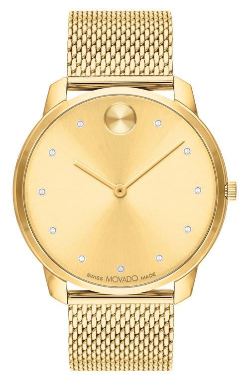 Men's Movado BoldÂ® Thin Crystal Accent Gold-Tone IP Mesh Watch with Gold-Tone Dial (Model: 3600903) Product Image