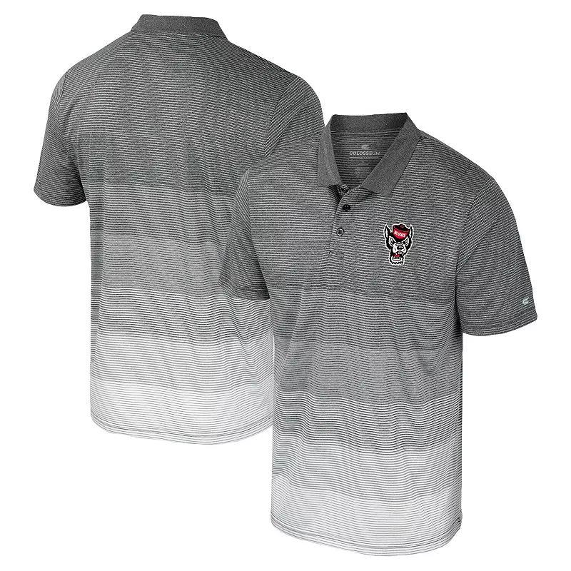 Mens Colosseum Gray NC State Wolfpack Striped Mesh Polo Product Image