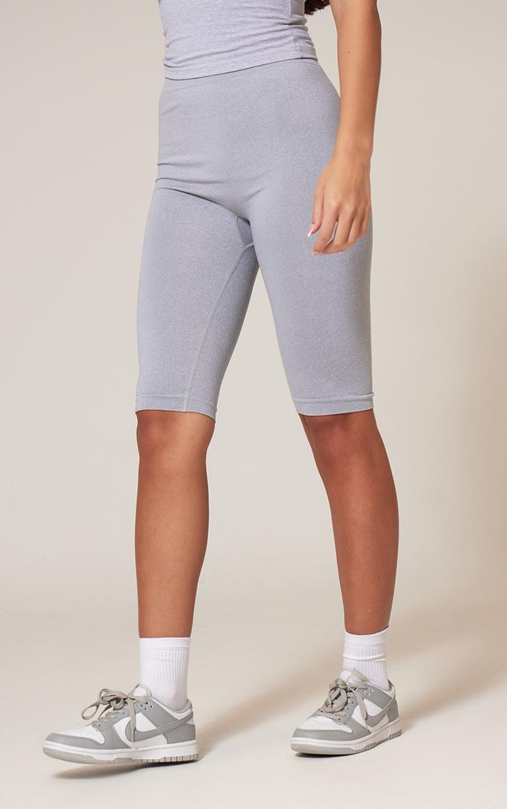 Grey Marl Seamless Melange High Waist Capri Leggings Product Image