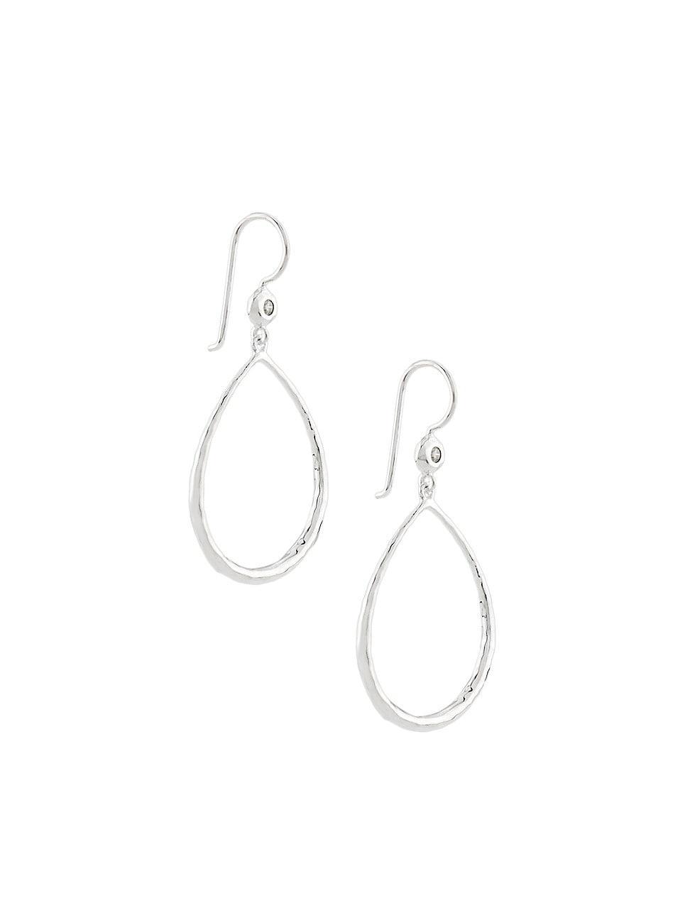 Teardrop Earrings in Sterling Silver with Diamonds Product Image