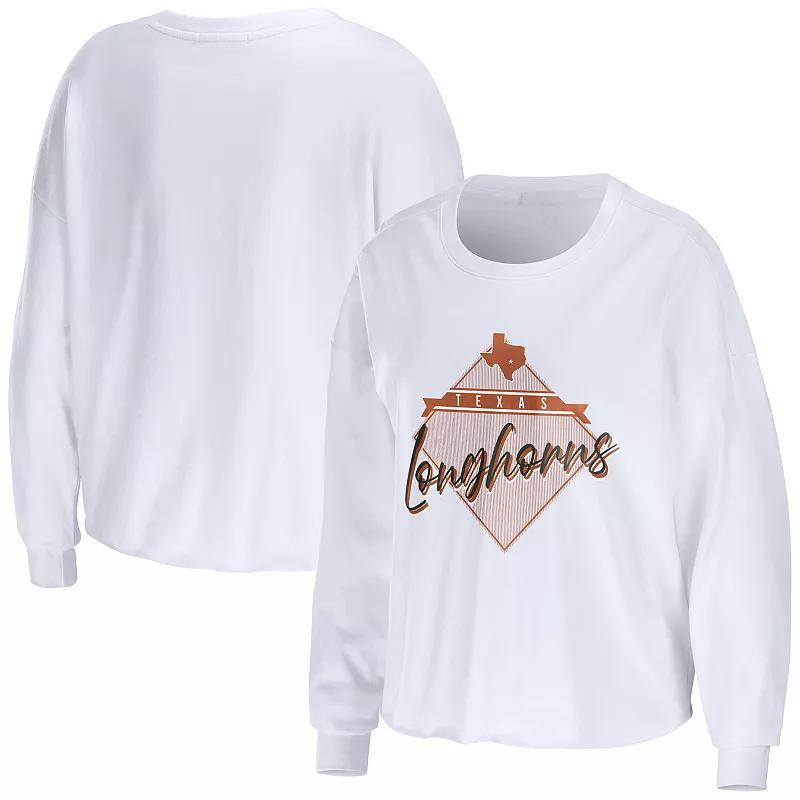 Womens WEAR by Erin Andrews Texas Longhorns Diamond Long Sleeve Cropped T-Shirt Product Image