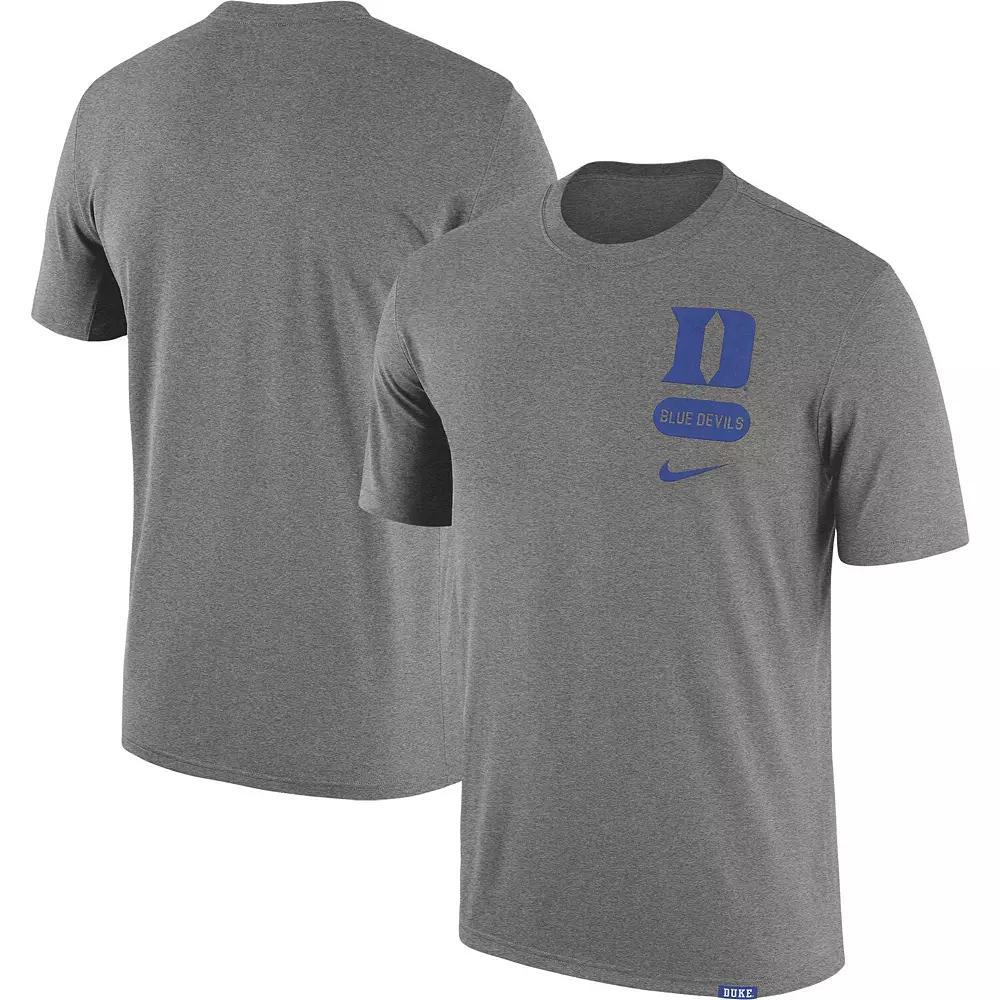 Men's Nike  Heather Gray Duke Blue Devils Campus Letterman Tri-Blend T-Shirt, Size: XL, Grey Product Image