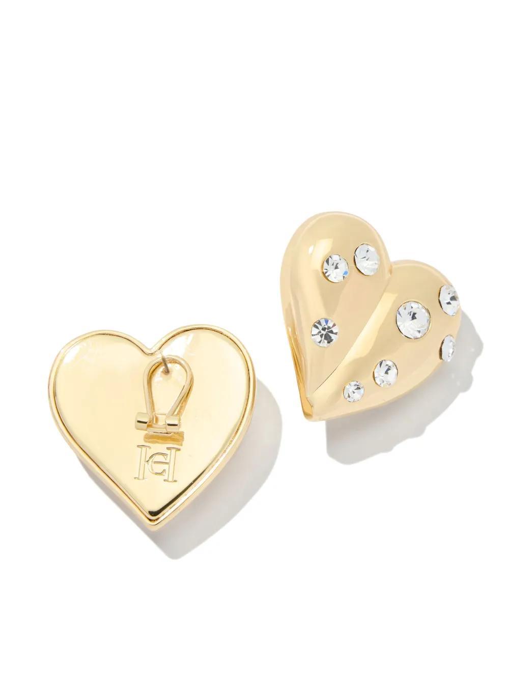 CAROLINA HERRERA Stud-embellished Heart Earrings In Gold Product Image